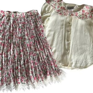 Vintage Just Kidding by La Belle Girls Floral Set – Blouse & Skirt – Made in USA